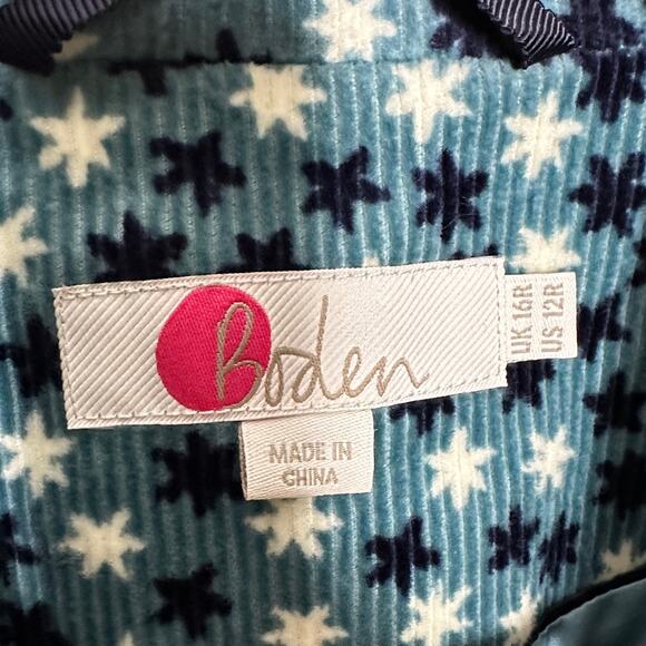 BODEN Oxshott Corduroy Blazer Heritage Blue White Stars Sz 12 {183} - Picture 8 of 9